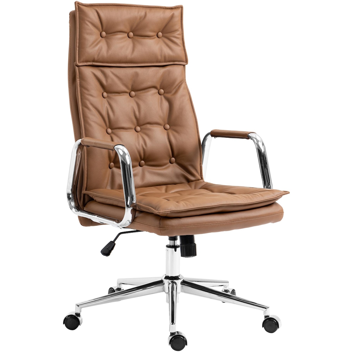 Chaise de bureau Sotira en cuir véritable Marron clair