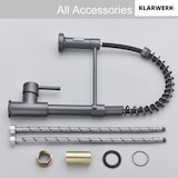 thumbnail of Bernd | Grifo de cocina Catering gris titanio con muelle | Grifo de cocina de acero inoxidable flexible | Girar 360 grados. Alta presión 2 puertos