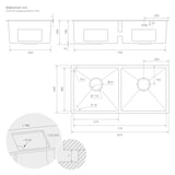 thumbnail of ML-Design Doppelspülbecken Edelstahl 81,5 × 40 cm – Rechteckige Küchenspüle mit 2 Becken, Einbau-/Unterbauspüle mit Ab- & Überlaufgarnitur & Siphon