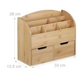 thumbnail of Relaxdays Schreibtisch-Organizer Bambus, Briefablage, 6 Fächer, 2 Schubladen, Holzmaserung, HxBxT: 28x33x13,5 cm, natur