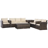thumbnail of Outsunny Conjunto de Muebles de Jardín de Ratán 6 Piezas Sofá Doble Sofá de 3 Plazas 2 Sillones Individuales 2 Mesas Auxiliares con Almacenamiento