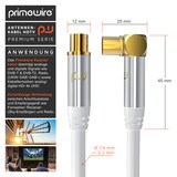 thumbnail of Primewire Antennenkabel gewinkelt - Koaxialkabel - Koax Kupplung 90° Winkel zu Stecker gerade - HDTV 75 Ohm - weiß - 0,5 m