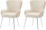 thumbnail of Esszimmerstuhl 2er Set Samt Beige mit Armlehnen Lendenstütze verstellbaren Füßen Metallbeine komfortabel 83x57x53 cm