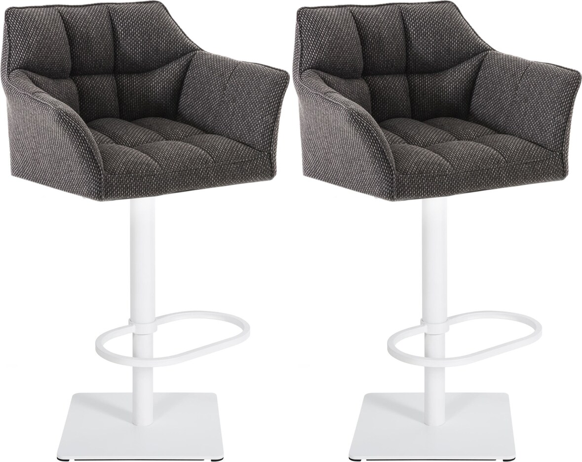 CHEFGASTRO 2er Set Barhocker PHILADELPHIA Stoff Weiß HxBxT 88x64x45cm Stoff Titangrau Barstuhl