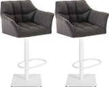 thumbnail of CHEFGASTRO 2er Set Barhocker PHILADELPHIA Stoff Weiß HxBxT 88x64x45cm Stoff Titangrau Barstuhl