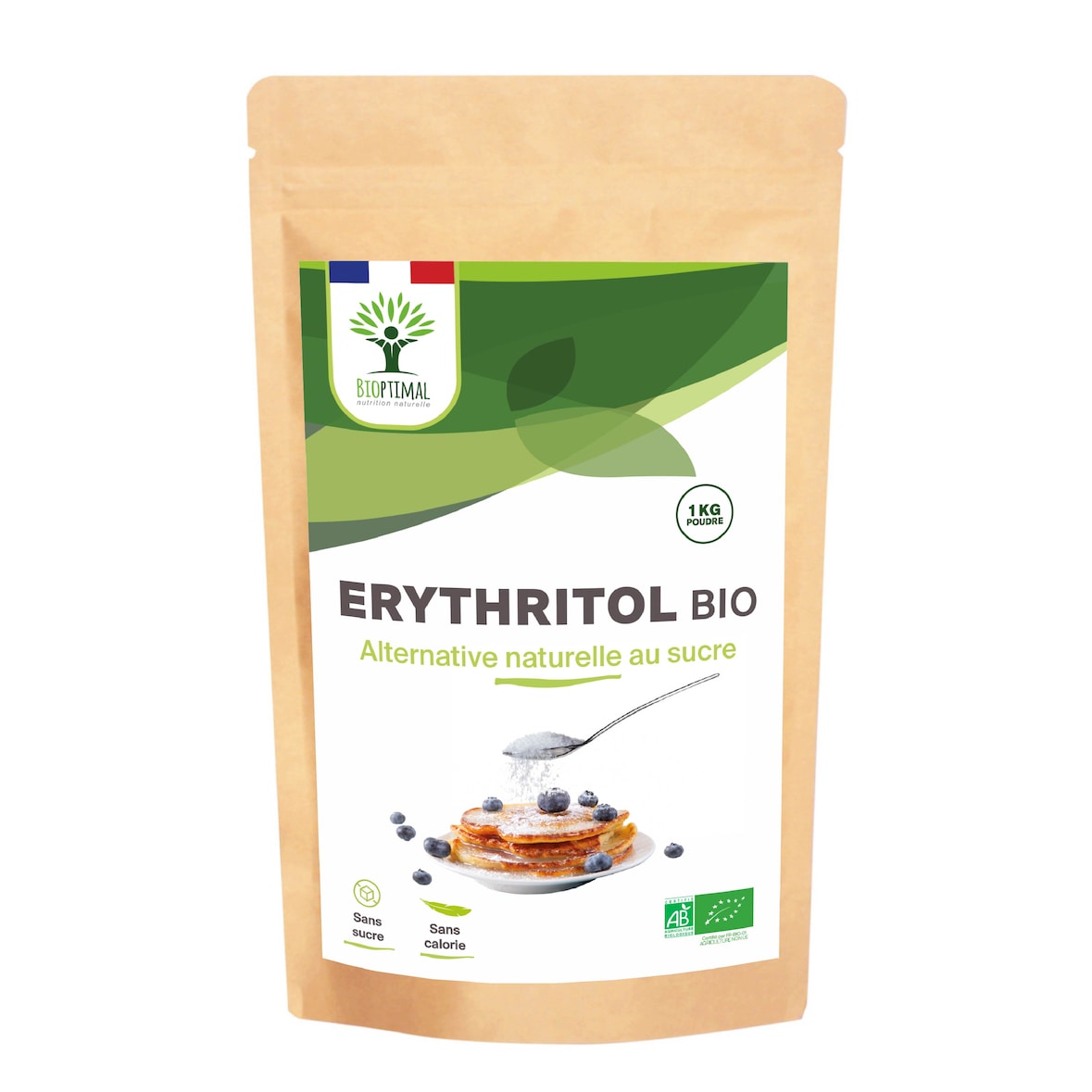 Erythritol Bio - Zéro Sucre Zéro Calorie - En Poudre - Alternative Naturelle - Pâtisserie - Conditionné en France- Certifié Ecocert - 1kg