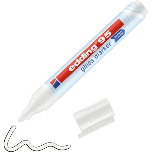 edding 95 Non-permanent Glasmarker Weiß Mittel Filzspitze