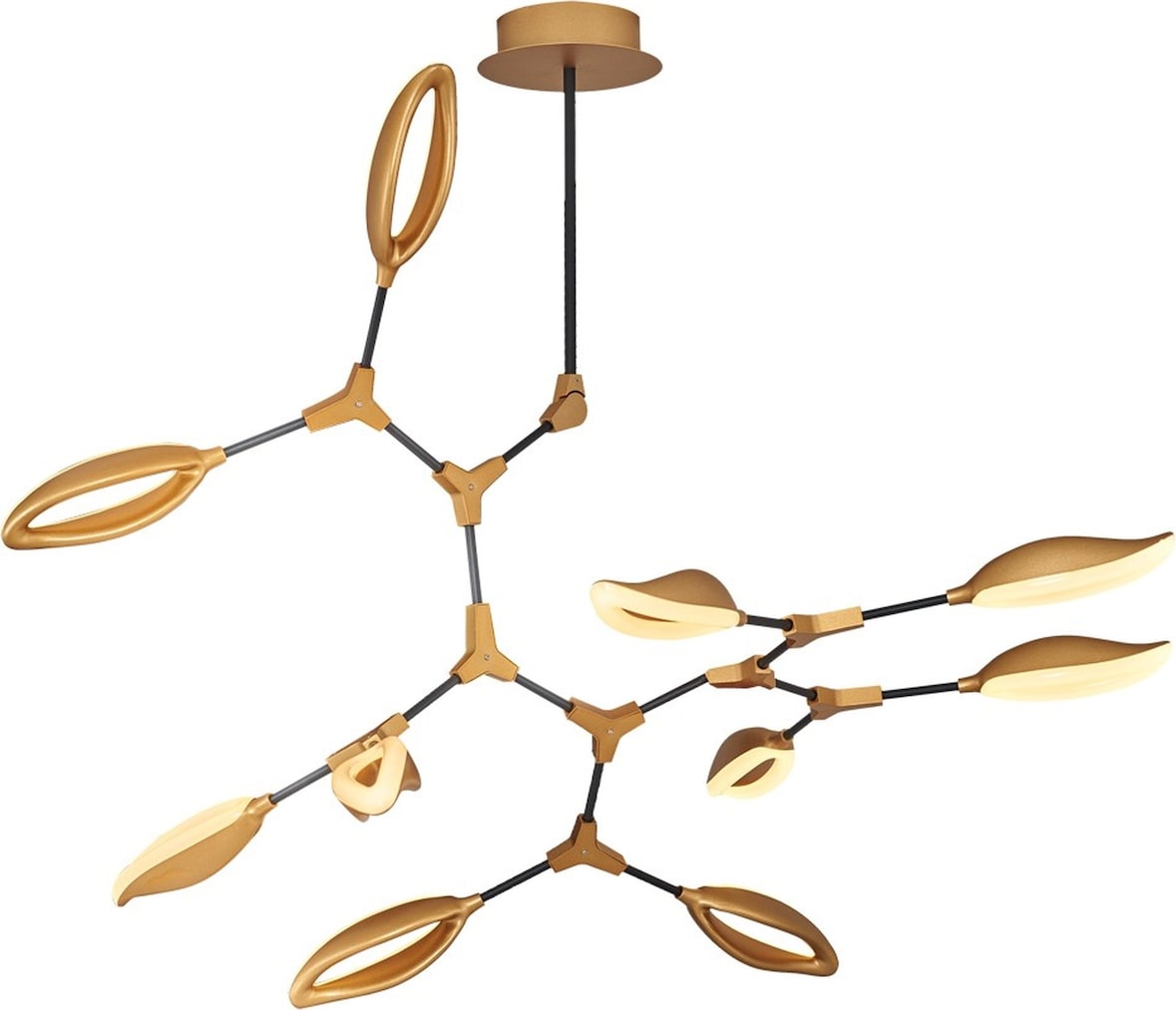WellHome - Deckenleuchte 96x96x110cm mit gelber Metallstruktur - 10 x 7 W LED-Fassung