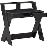 thumbnail of COSTWAY Scrivania per computer con cassetto, scrivania con supporto per monitor, tavolo da lavoro in legno a forma di X per spazi ridotti