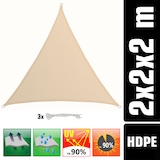 thumbnail of UV Sonnensegel 2x2x2 HDPE Dreieck Sonnenschutz Überdachung Balkon Garten Beige