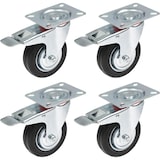 thumbnail of Ruedas de Goma maciza Giratorias 360º con Freno, rodamiento de bola doble. (4", 100mm, hasta 300 kg)