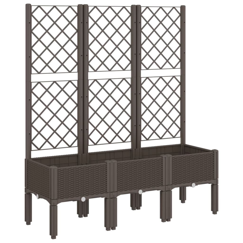 Helloshop26 - Hochbeet für Pflanzen Blumen Terrasse Garten mit Rankgitter 120 x 40 x 142 cm PP braun 02_0038240