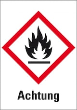 thumbnail of Aufkleber I Gefahrensymbol Flamme GHS 02, Achtung, Folie, 52x74mm, 500/Rolle, GHS-Verordnung