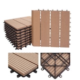 thumbnail of WPC Bodenfliese Rhone + Abschluss, Holzoptik Balkon/Terrasse, 11x je 30x30cm = 1qm Premium ~ teak linear senkrecht