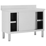 thumbnail of Table de travail avec portes coulissantes 120x50x(95-97)cm Inox