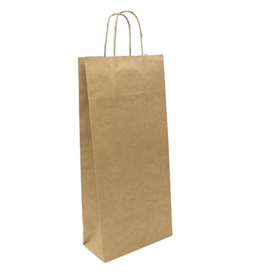MONOUSO - Bolsa Papel Kraft para Botellas Asas 115g/m² 18+8x39cm (250 Uds)