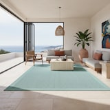 thumbnail of Teppich Balkon Unifarben Pflegeleicht Waschbar Strapazierfähig Terrasse Küche Blau 140x200 cm OEKO-TEX Gekettelt – ORIANA von Kadima Design