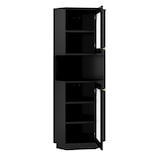 thumbnail of Badschrank Eckschrank Schwarz 167x45x45 cm mit integrierter Lichtleiste Glastür offenen Fächern verstellbaren Einlegeböden Kippschutz MDF