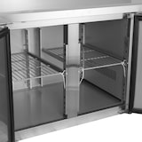 thumbnail of GastroHero Kühltisch Edelstahl GN 1/1 mit Aufkantung 2-türig Umluftkühlung -2 °C bis +8 °C 230 V Profi Gastronomie Kühltisch 1360x700x850 mm