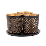 thumbnail of Kerzenhalter 3er Set Kerzenständer Teelichthalter rund schwarz gold