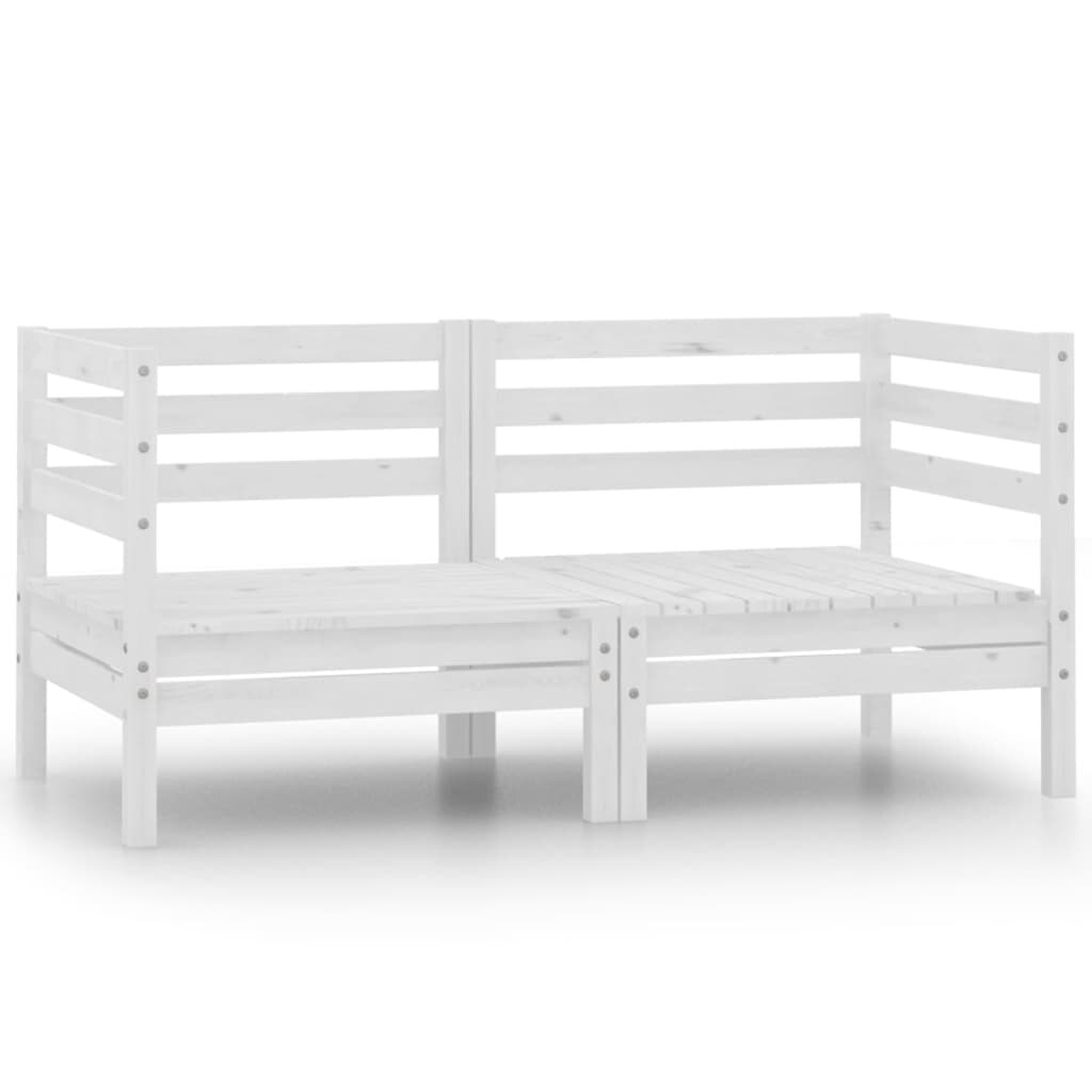 vidaXL 2-Sitzer-Gartensofa Weiß Kiefer Massivholz