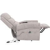 thumbnail of BERLINLODGE Massage-Fernsehsessel, HxBxT 138x86x168 cm, Sitzhöhe 49 cm, Liegefunktion Aufstehhilfe Massage Heizfunktion, Stoff 220g/m² Cord, Hellgrau