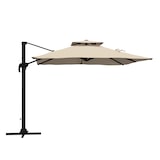 thumbnail of Sombrilla de Jardín 300x300 cm Parasol de Aluminio con Manivela Poste Giratorio 360° Doble Techo Inclinable en 6 Posiciones y Base Cruzada Incluida