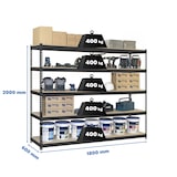 thumbnail of SimonRack Metalen Stellingkast Opbergrek 2000x1800x600 mm, Zwaar Belastbaar Rek, 400 kg Draagvermogen, 5 Verstelbare Houten Planken - Ecoforte