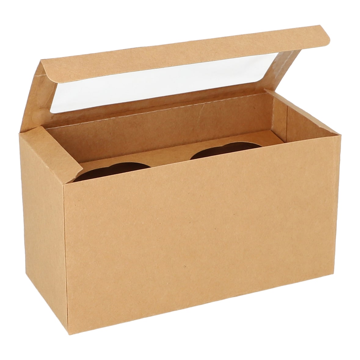 PAPSTAR, Cupcake-dozen hoekig 10 cm x 18,5 cm x 8,5 cm met PLA venster