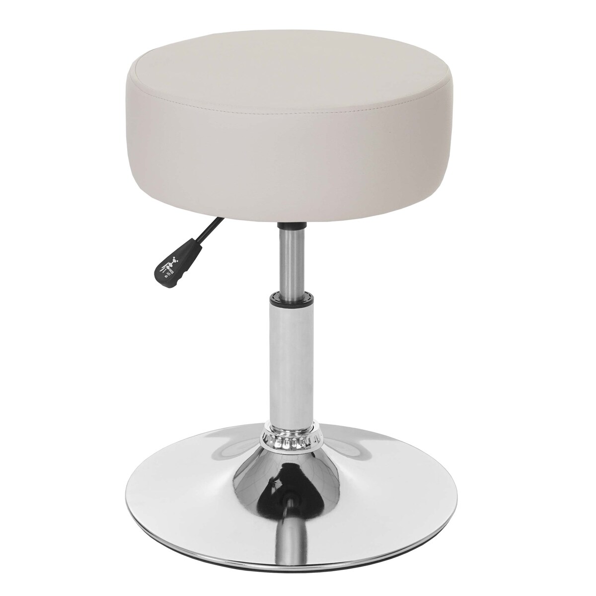Proregal 2er-Set Hocker höhenverstellbar und drehbar | Sitzhöhe 43-55cm | Durchmesser 35cm | Kunstleder | Creme | Sitzhocker Schminkhocker