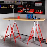 thumbnail of HOMCOM Conjunto de 2 Cavaletes Telescópicos Dobráveis com Altura Ajustável Cavaletes de Serra de Aço 68x58x80-130 cm Vermelho