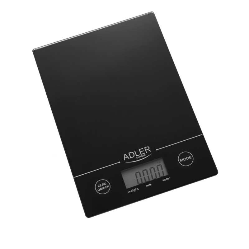 Adler AD 3138 Bilancia da Cucina Digitale, 5 kg, Incrementi di 1 g, Funzione Tara, Nera,  Nero