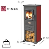 thumbnail of Holzofen 120 m³ Kochplatte aus Gusseisen Stahlkonstruktion 7 kW, Holzfach Herausnehmbare Ascheschublade Rot 39 x 45 x 87 cm