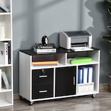 thumbnail of HOMCOM Mueble Auxiliar de Oficina Mueble Archivador con Ruedas Estantes y Cajones Armario Multiusos con Gran Almacenaje 100x35x65 cm Negro y Blanco