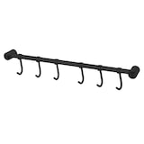 thumbnail of Intirilife Edelstahl Küche Hängeleiste zum bohren mit 6 Haken in Schwarz - 35.8 x  6.3 x 2.1 cm - Küchen Reling Hakenleiste Küchenstange Wandhalterung