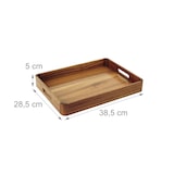 thumbnail of Relaxdays Serviertablett Akazienholz & MDF, HxBxT: 5 x 38,5 x 28,5 cm, Essenstablett mit Griffen, hoher Rand, natur