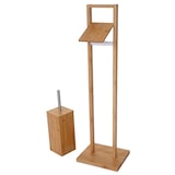 thumbnail of WC-Papierhalter HWC-B18, Klopapierhalter Toilettenrollenhalter Toilettenbürste, Bambus