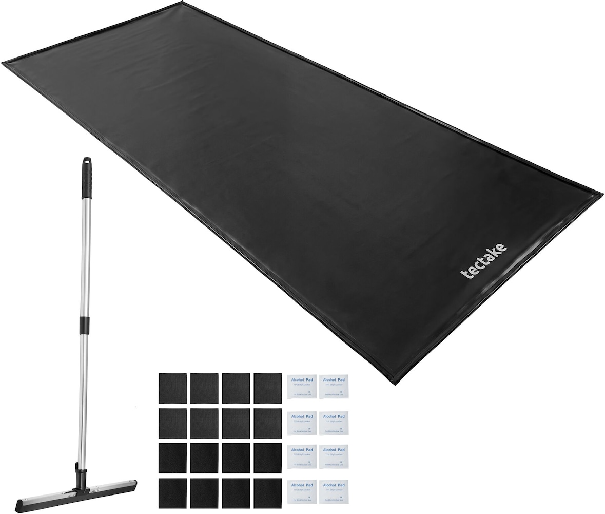 tectake Garagenbodenmatte rutschfest wasserdicht mit Abzieher, 6,1x2,6 m, schwarz, Bodenbelag Schutz