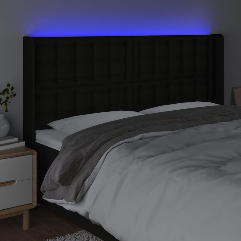 vidaXL Gestoffeerd hoofdbord Zwart 160 cm Massief grenenhout