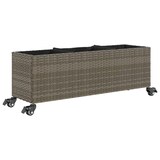 thumbnail of vidaXL Plantenbak met wielen 3 potten 107x32x38 cm poly rattan grijs