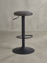 thumbnail of Barhocker `Campania`: 58-79 cm Sitzhöhe, Eisenmaterial, Samt/Wildlederoptik Bezug, 360° drehbar. Grau, Material: Stoff, 40x40x79 cm | Kadima Design