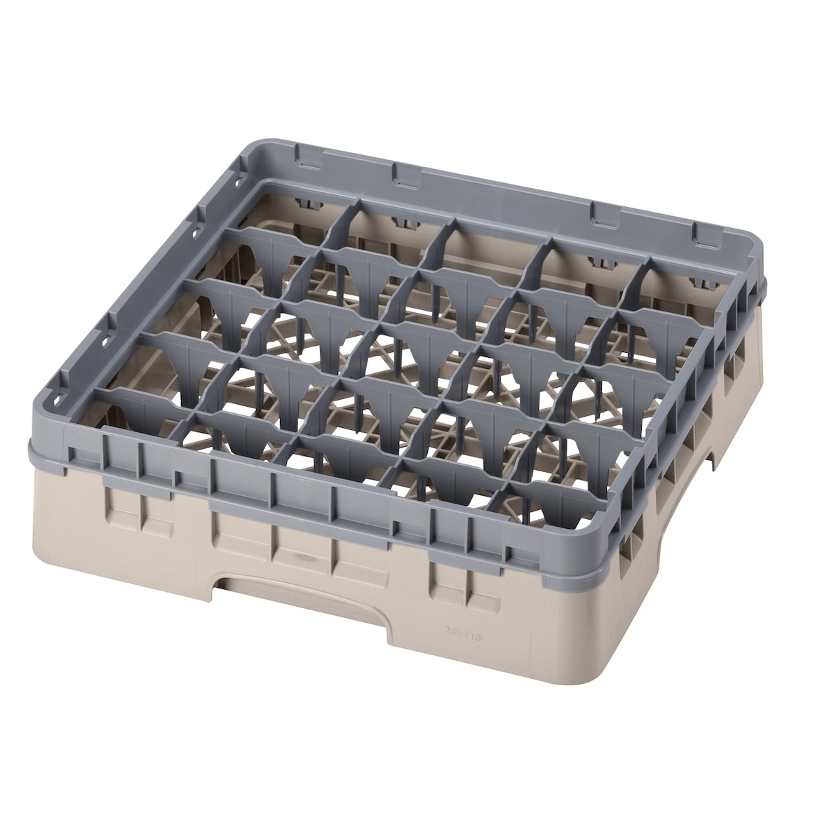 CAMBRO - 25S318-184 - Cesta de lavado 25 comp. 1 altura - 8,7 cm Ø máx. - alt. máx. 9,4 cm - 50 x 50 x 14,3 cm - Beige