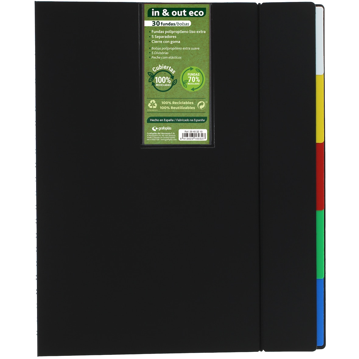 Pastas PP com 30 capas removíveis “In&Out” opacas ECO recicladas