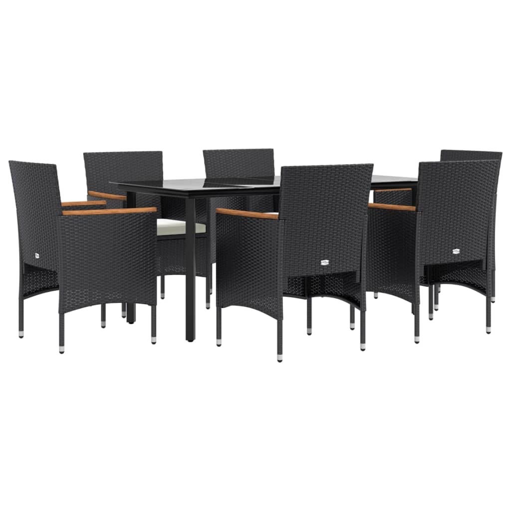 HELLOSHOP26 - Muebles de comedor de jardín con cojines 7 piezas negro 02_0014606