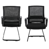 thumbnail of Sedie Visitatore Set x2 con Braccioli per Riunione Sala d'Attesa in Tessuto Nero Poltrone Ufficio 59x49x91 cm