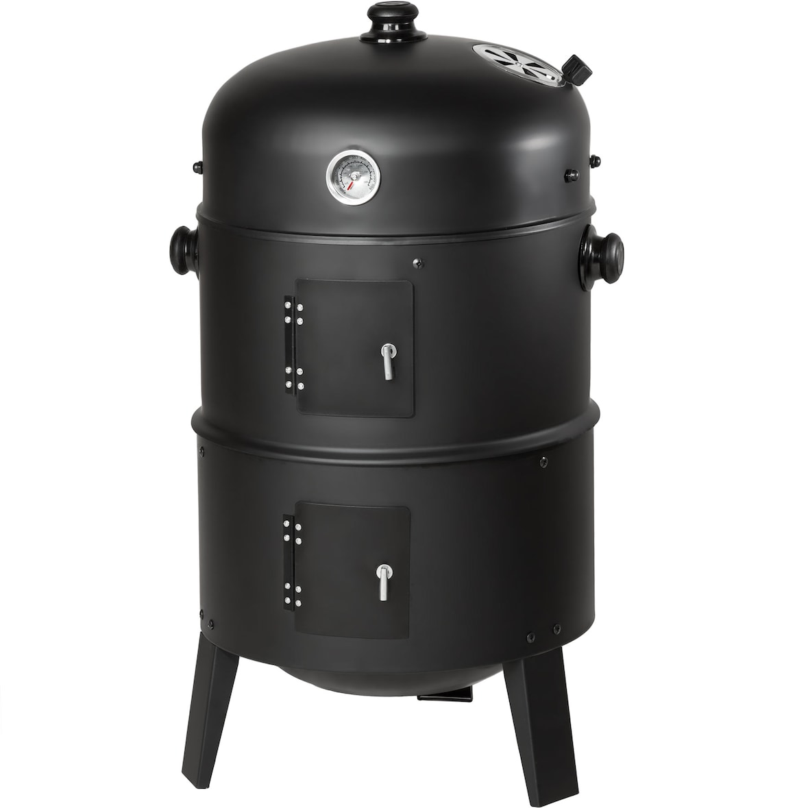 tectake Houtskoolbarbecue rookton 3 in 1 - zwart - 400820