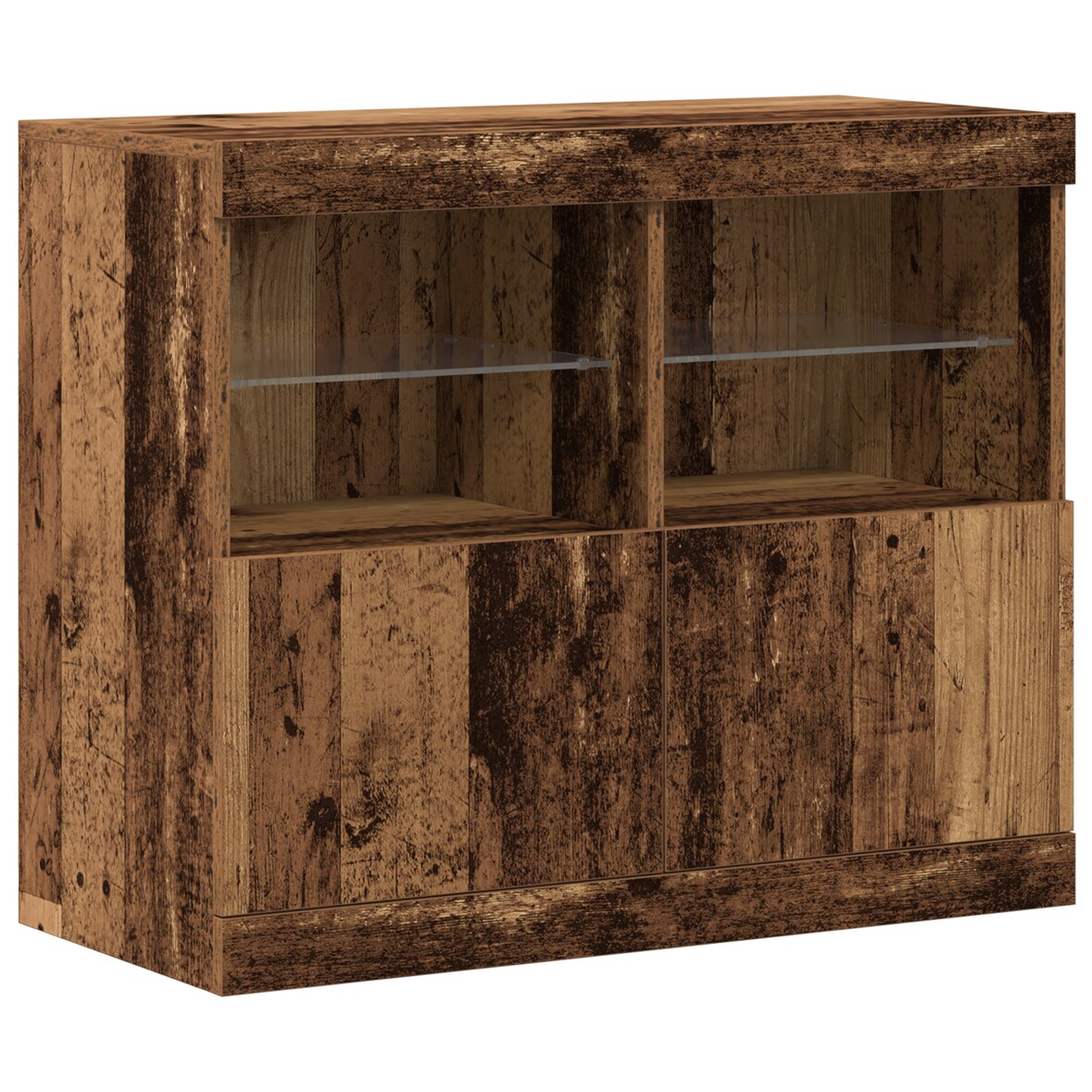 vidaXL Sideboard mit LED-Leuchten Altholz 81x37x67 cm