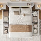 thumbnail of Stauraumbett 140x200 cm aus MDF mit Rattan-Dekor – funktionelles Design für ein stilvolles Schlafzimmer Weiß
