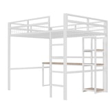 thumbnail of Hochbett 140x200 cm aus Eisenrahmen mit Schreibtisch und Steckdose – funktionales Design und hohe Sicherheit Weiß