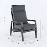 thumbnail of Conjunto de relaxamento reclinável, para jardim, Alumínio, Cor Antracite, Apoio para os pés: 47x60 x38, Poltrona: 72x59x112 cm, Mesa: 60x51cm